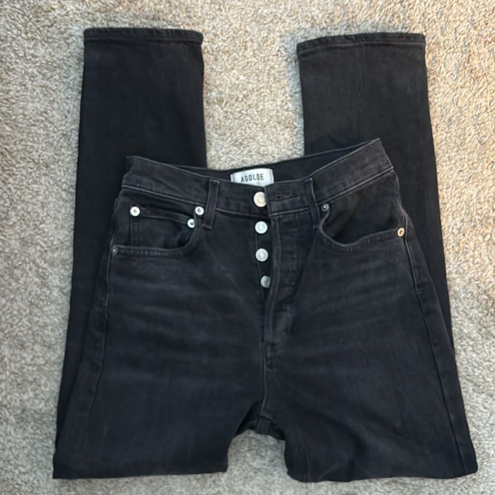 Agolde Riley High Rise Jeans Black 25 - Picture 4 of 5